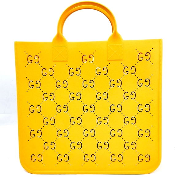 GUCCI DOUBLE G YELLOW RUBBER TOTE